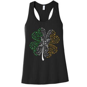 Music Note Shamrock -Music Lover St Patrick's Day Irish Flag Women's Racerback Tank