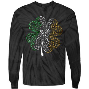 Music Note Shamrock -Music Lover St Patrick's Day Irish Flag Tie-Dye Long Sleeve Shirt