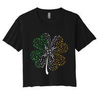 Music Note Shamrock -Music Lover St Patrick's Day Irish Flag Women's Crop Top Tee