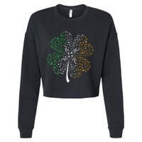 Music Note Shamrock -Music Lover St Patrick's Day Irish Flag Cropped Pullover Crew