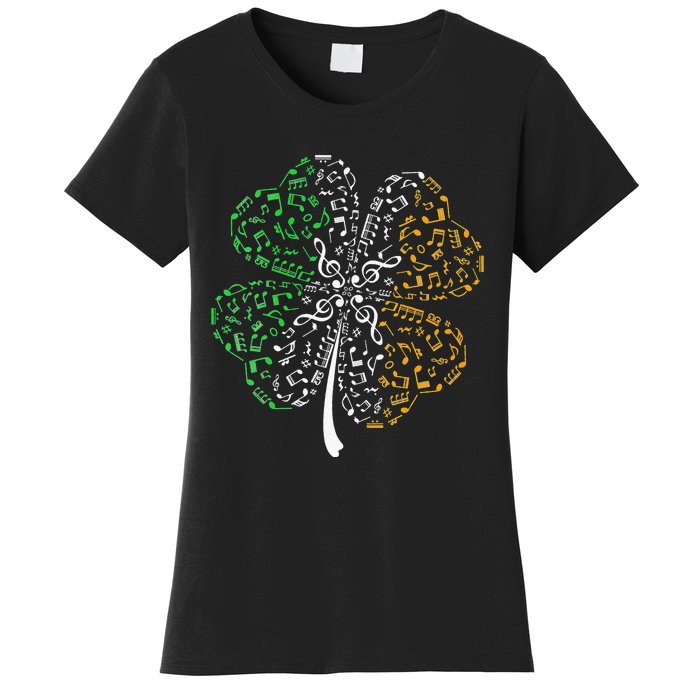 Music Note Shamrock -Music Lover St Patrick's Day Irish Flag Women's T-Shirt