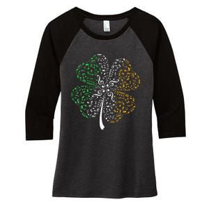 Music Note Shamrock -Music Lover St Patrick's Day Irish Flag Women's Tri-Blend 3/4-Sleeve Raglan Shirt