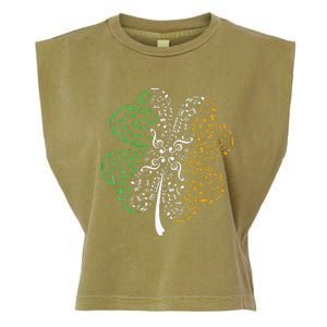 Music Note Shamrock -Music Lover St Patrick's Day Irish Flag Garment-Dyed Women's Muscle Tee