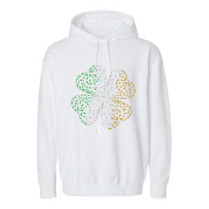 Music Note Shamrock -Music Lover St Patrick's Day Irish Flag Garment-Dyed Fleece Hoodie