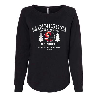 Minnesota North Star State Up North With Loon Womens California Wash Sweatshirt