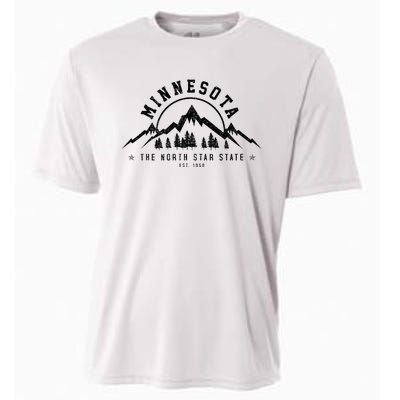 Minnesota North Star State Est. 1858 Vintage Mountains Gift Cooling Performance Crew T-Shirt