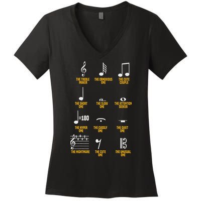 Musical Notes Symbol Definition Humor Musician Women's V-Neck T-Shirt