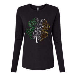 Music Note Shamrock Music Lover St Patrick's Day Womens Cotton Relaxed Long Sleeve T-Shirt