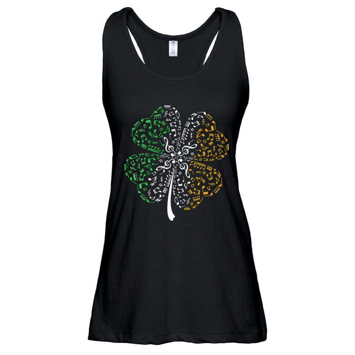 Music Note Shamrock Music Lover St Patrick's Day Ladies Essential Flowy Tank