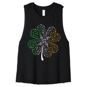 Music Note Shamrock Music Lover St Patrick's Day Women's Racerback Cropped Tank