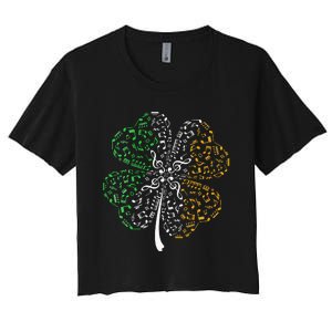 Music Note Shamrock Music Lover St Patrick's Day Women's Crop Top Tee