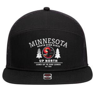 Minnesota North Star State Up North With Loon 7 Panel Mesh Trucker Snapback Hat