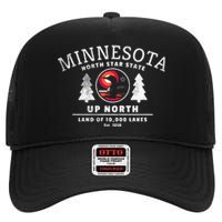 Minnesota North Star State Up North With Loon High Crown Mesh Back Trucker Hat