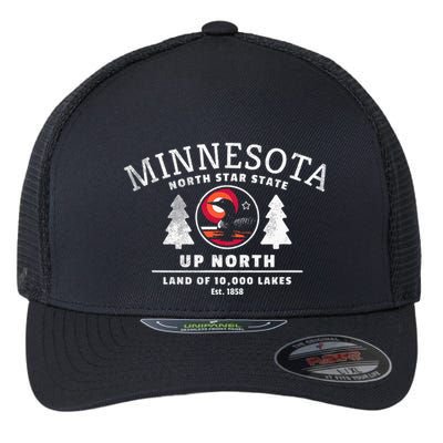Minnesota North Star State Up North With Loon Flexfit Unipanel Trucker Cap