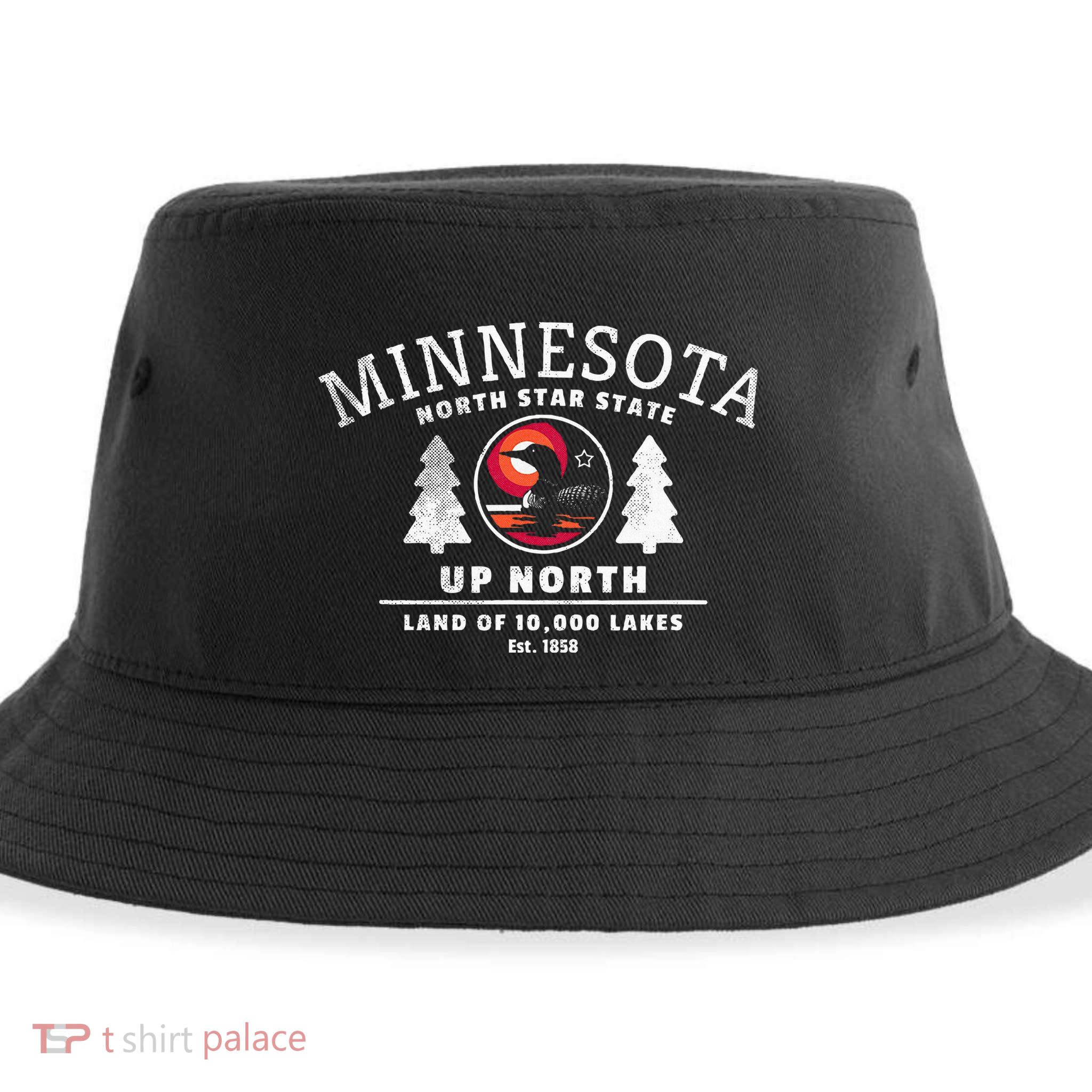 Minnesota North Star State Up North With Loon Sustainable Bucket Hat