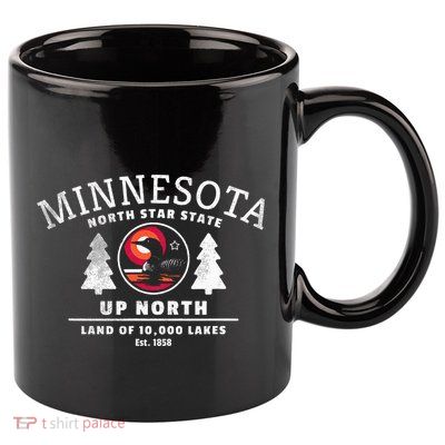 Minnesota North Star State Up North With Loon 11oz C Handle Ceramic Mug