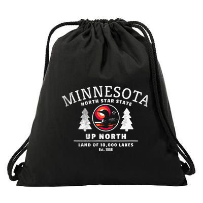 Minnesota North Star State Up North With Loon Drawstring Bag