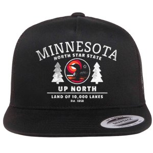 Minnesota North Star State Up North With Loon Flat Bill Trucker Hat