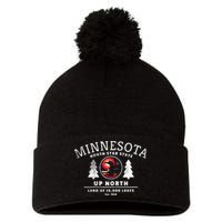 Minnesota North Star State Up North With Loon Pom Pom 12in Knit Beanie