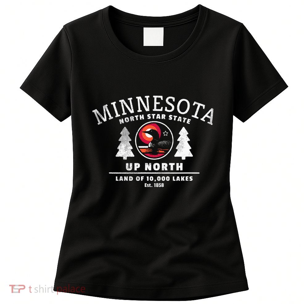 Minnesota North Star State Up North With Loon Womens T-Shirt