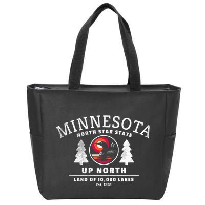 Minnesota North Star State Up North With Loon Zip Tote Bag
