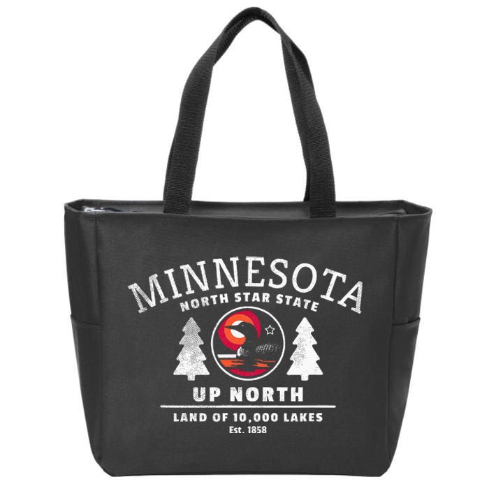 Minnesota North Star State Up North With Loon Zip Tote Bag