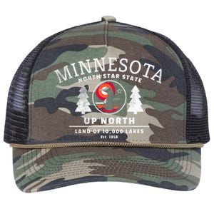 Minnesota North Star State Up North With Loon Retro Rope Trucker Hat Cap