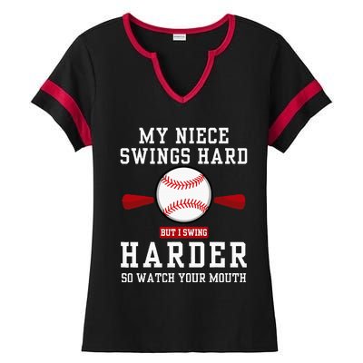 My Niece Swings Hard But I Swing Ladies Halftime Notch Neck Tee