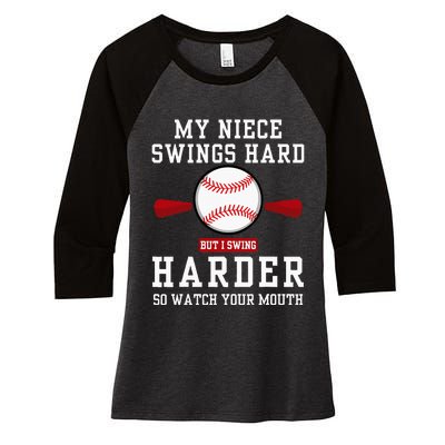 My Niece Swings Hard But I Swing Women's Tri-Blend 3/4-Sleeve Raglan Shirt