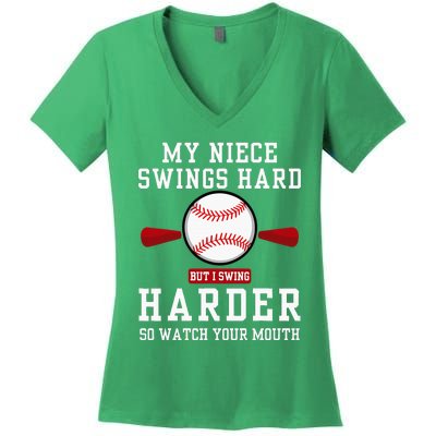 My Niece Swings Hard But I Swing Women's V-Neck T-Shirt