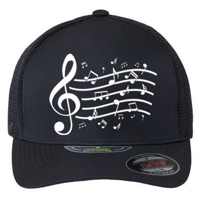 Music Notes Treble Clef Musician Gift Idea Music Gift Flexfit Unipanel Trucker Cap