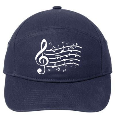 Music Notes Treble Clef Musician Gift Idea Music Gift 7-Panel Snapback Hat