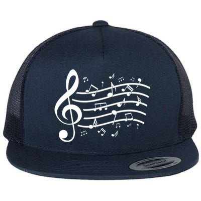 Music Notes Treble Clef Musician Gift Idea Music Gift Flat Bill Trucker Hat