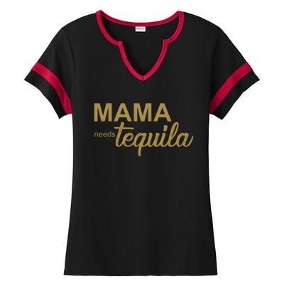 Mama Needs Tequila Funny Gift For Mom Ladies Halftime Notch Neck Tee