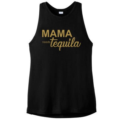 Mama Needs Tequila Funny Gift For Mom Ladies PosiCharge Tri-Blend Wicking Tank