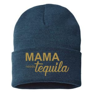 Mama Needs Tequila Funny Gift For Mom Sustainable Knit Beanie