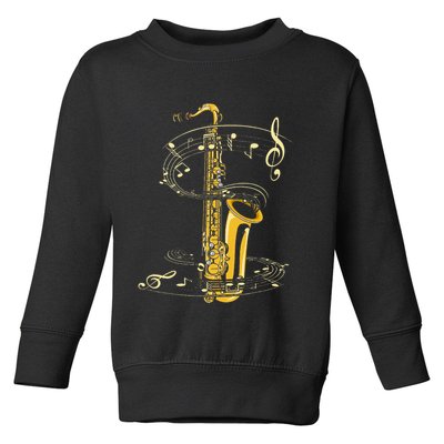 Music Notes Treble Clef Saxophonist Jazz Musician Saxophone Toddler Sweatshirt