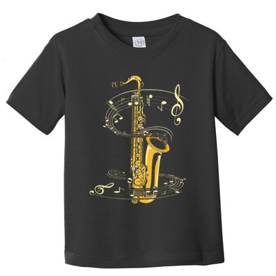 Music Notes Treble Clef Saxophonist Jazz Musician Saxophone Toddler T-Shirt