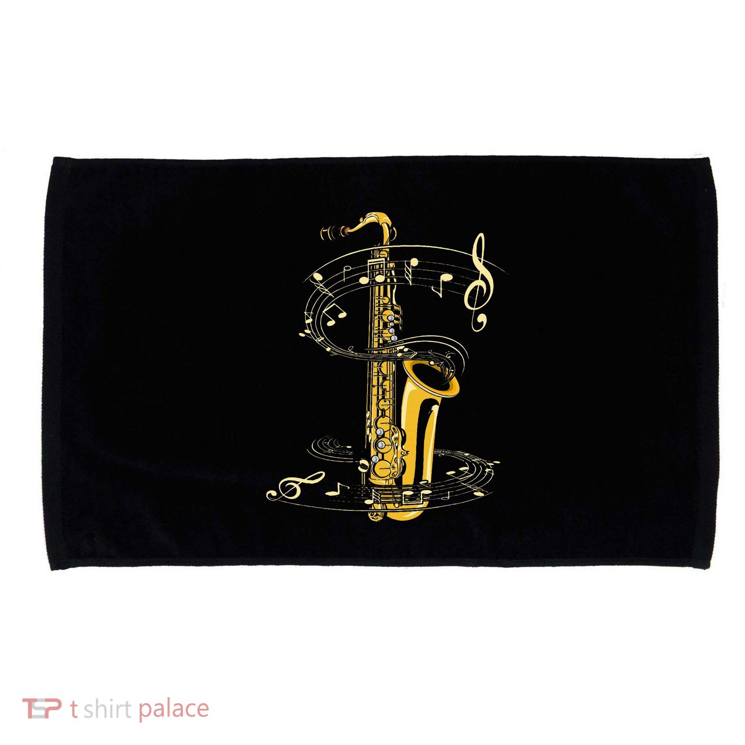 Music Notes Treble Clef Saxophonist Jazz Musician Saxophone Microfiber Hand Towel
