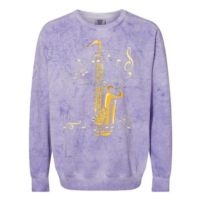 Music Notes Treble Clef Saxophonist Jazz Musician Saxophone Colorblast Crewneck Sweatshirt