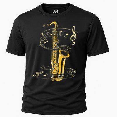 Music Notes Treble Clef Saxophonist Jazz Musician Saxophone Performance Shirt