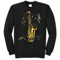 Music Notes Treble Clef Saxophonist Jazz Musician Saxophone Sweatshirt