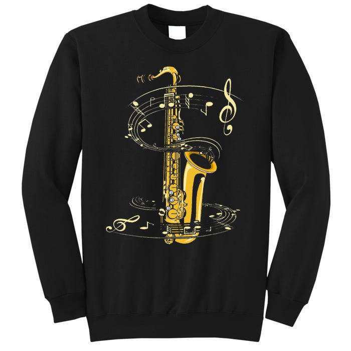 Music Notes Treble Clef Saxophonist Jazz Musician Saxophone Sweatshirt