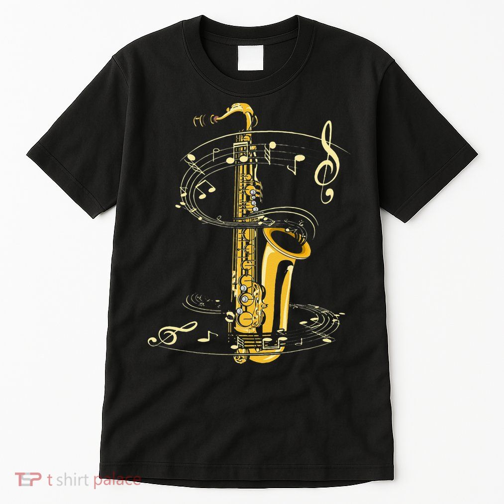 Music Notes Treble Clef Saxophonist Jazz Musician Saxophone Tall T-Shirt