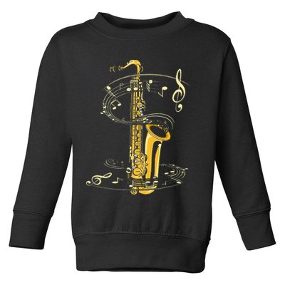 Music Notes Treble Clef Saxophonist Jazz Musician Saxophone Toddler Sweatshirt