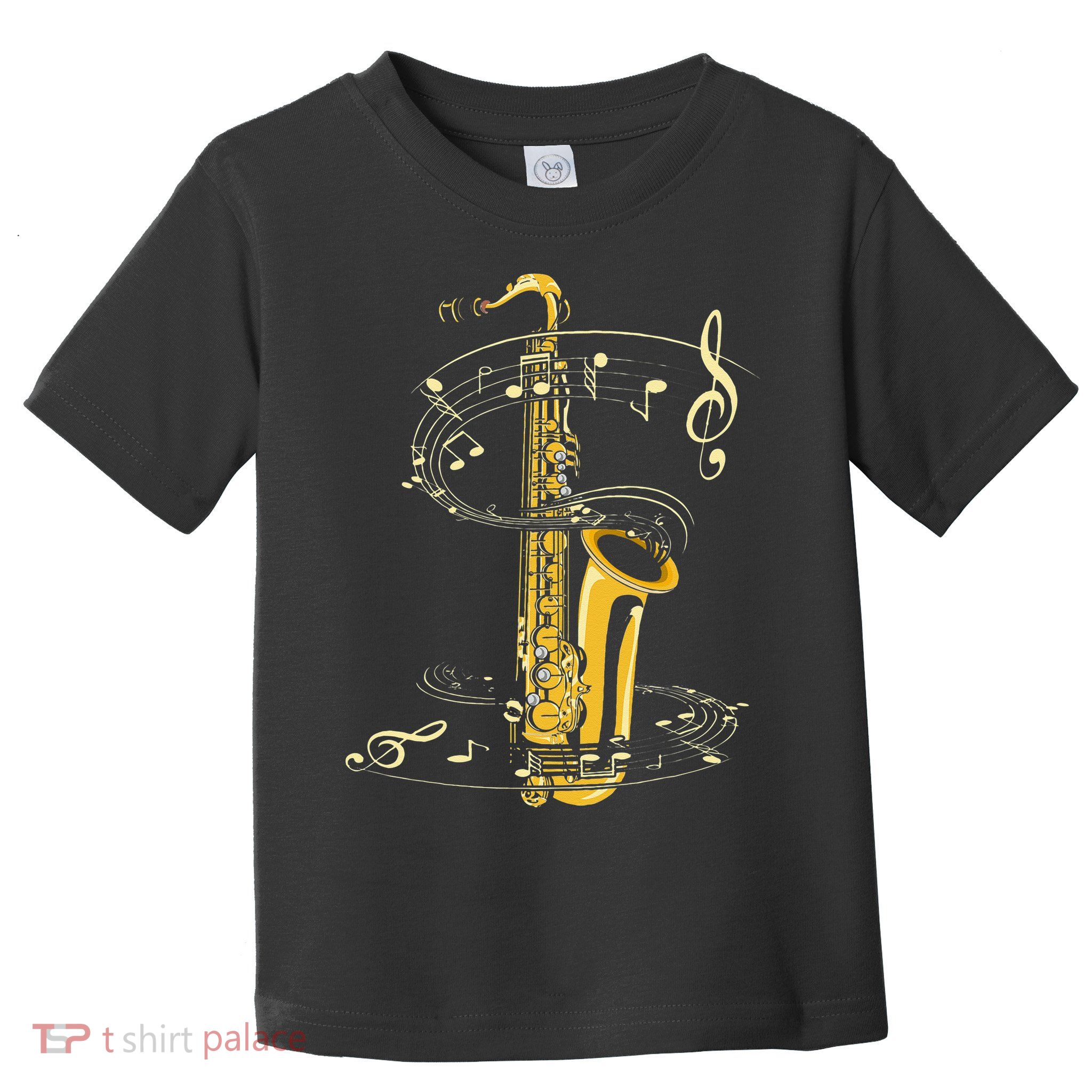 Music Notes Treble Clef Saxophonist Jazz Musician Saxophone Toddler T-Shirt