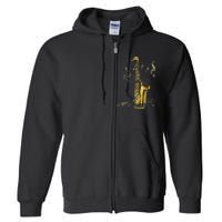 Music Notes Treble Clef Saxophonist Jazz Musician Saxophone Full Zip Hoodie