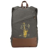 Music Notes Treble Clef Saxophonist Jazz Musician Saxophone Cotton Canvas Backpack