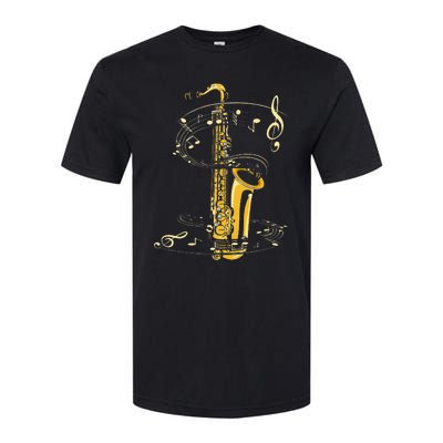 Music Notes Treble Clef Saxophonist Jazz Musician Saxophone Softstyle CVC T-Shirt