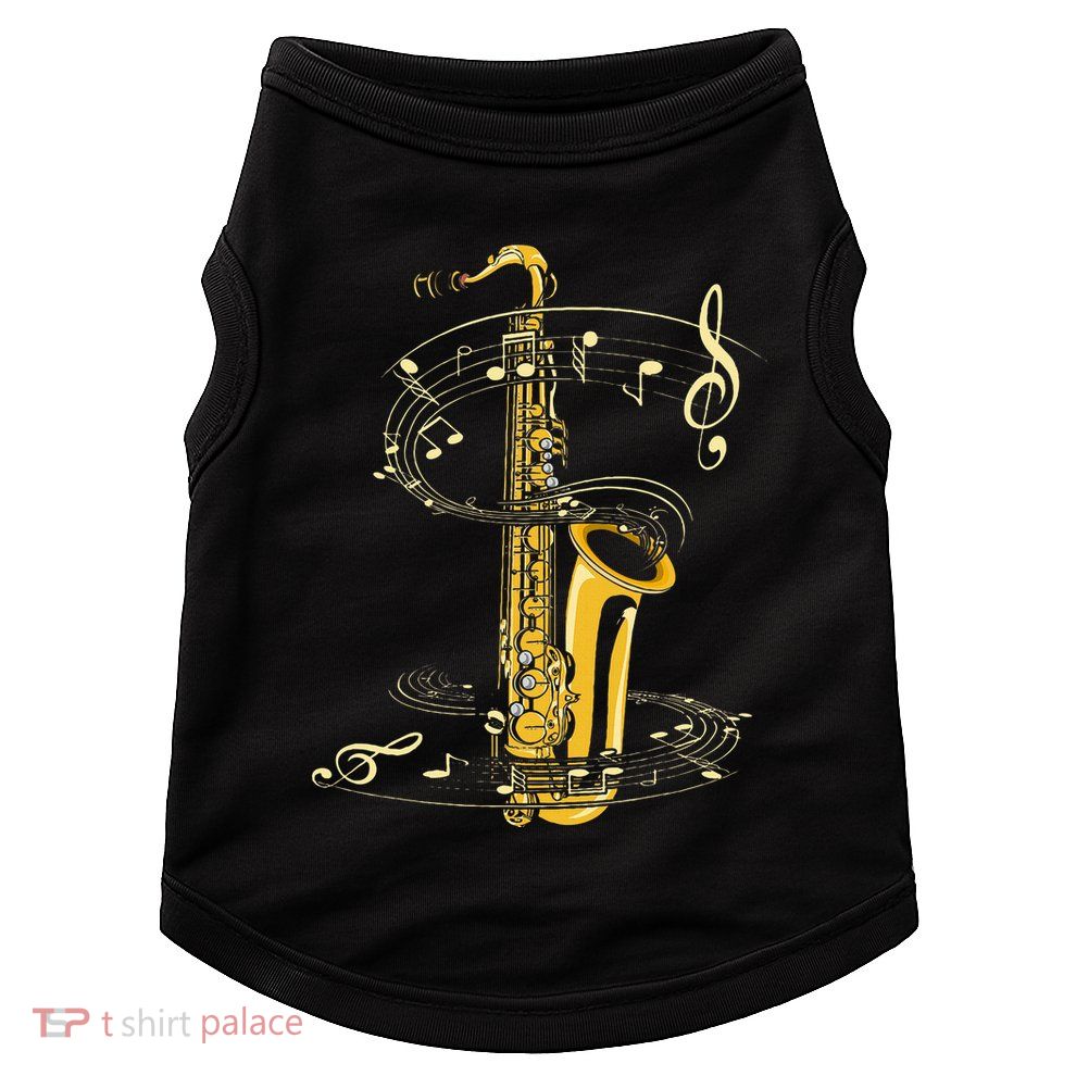 Music Notes Treble Clef Saxophonist Jazz Musician Saxophone Doggie Tank